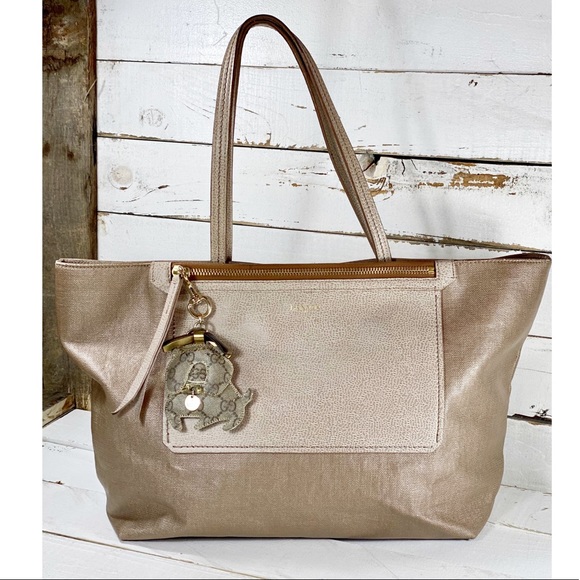 Lanvin Champagne Zippered Leather Tote - Picture 1 of 11
